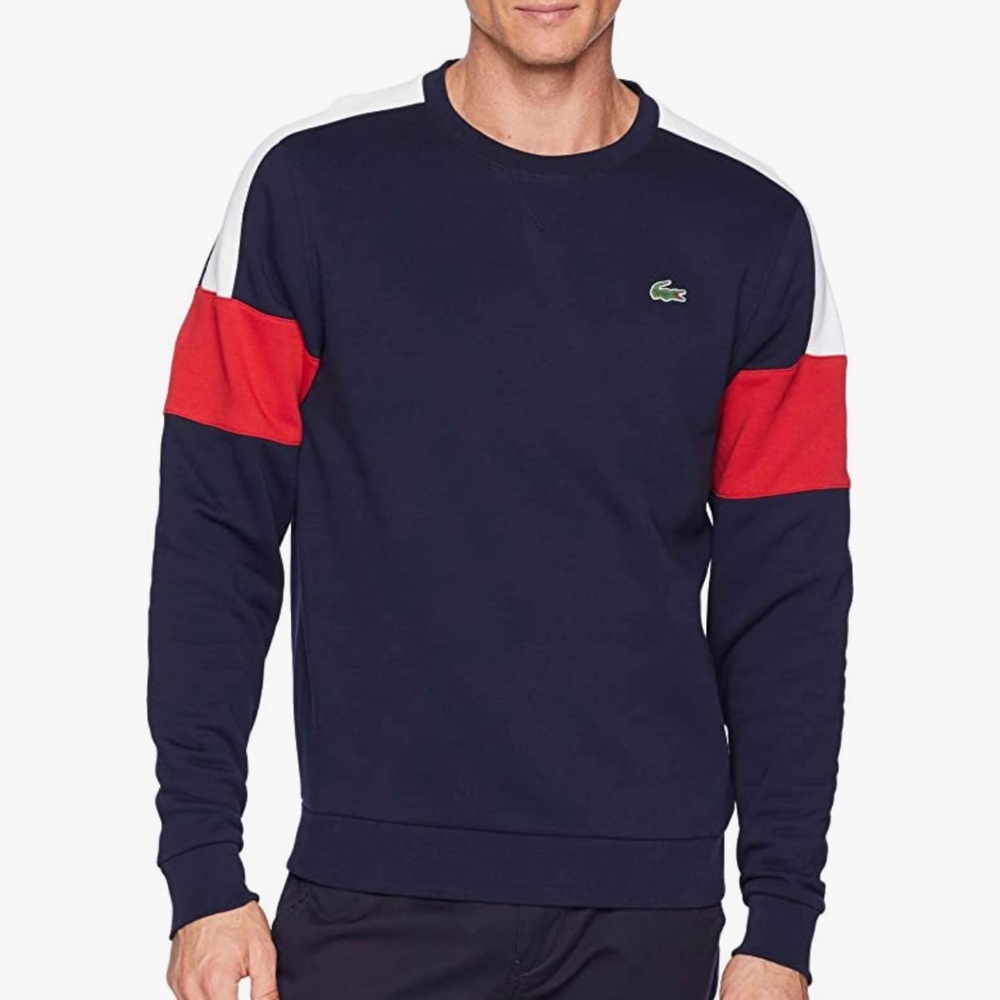 Lacoste Men's Sport Semi Fancy Sweatshirt w/Contrast Color Yoke